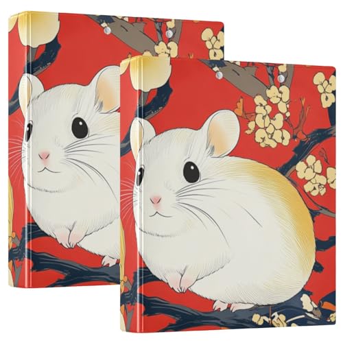 Hamster Traditioneller japanischer roter Stil 2,5 cm Ringbuch mit Klemmbrett, 2 Packungen, Bürobedarf, Hardcover von siphylline