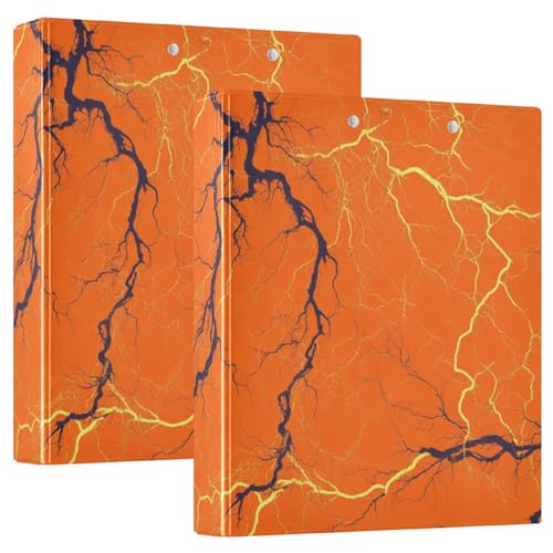 Lightning Orange 1.5 Notizbuch, 3-Ringe, Ordner mit Klemmbrett, 2 Stück, Büroordner, Zubehör, 200 Blatt von siphylline