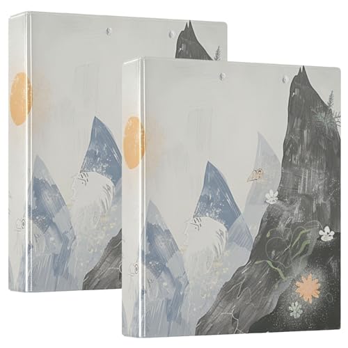 Mountain Sun Notizbuch, 3,5 cm, runde Ringe, Notizbuch, Ordner mit Klemmbrett, 2 Stück, Bürobedarf, Hardcover von siphylline