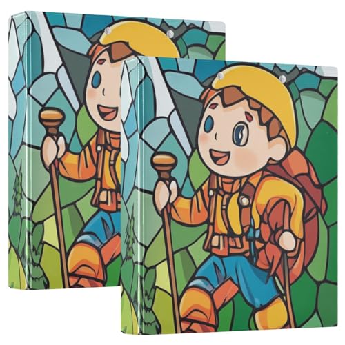 Mountaineering Cartoon 3,8 cm Ordner mit drei Ringen Notizbuch Ordner mit Klemmbrett, 2 Stück, Bürobinderbedarf, Hardcover von siphylline