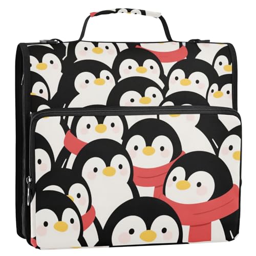Niedlicher Cartoon-Pinguin-Winter, 3,8 cm, 3-Ringe, Büroordner mit Gurt, inklusive Reißverschlusstasche, Portfolio-Organizer für Büro, Schule Niedlicher Cartoon-Pinguin-Winter, 3,8 cm, 3-Ringe, Büroordner mit Gurt, inklusive Reißverschlusstasche, Portfolio-Organizer für Büro, Schule von siphylline