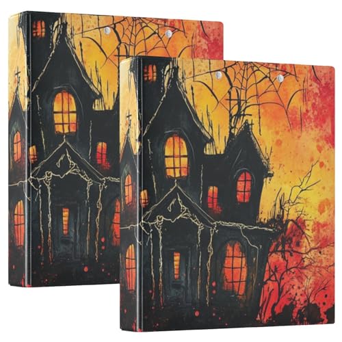 Spooky Haunted House Ringbücher mit Klemmbrett, 2 Stück, 200 Blatt, Schwarz / Orange, 3,5 cm von siphylline