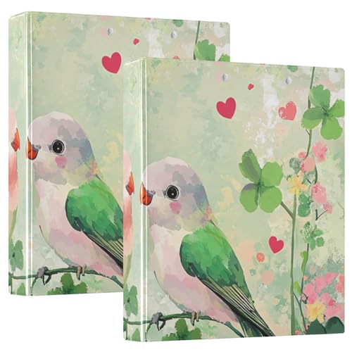 Valentinstag Kleeblatt Blumen Love Bird3,8 cm Ordner mit 3 Ringen, Notizbuch mit Klemmbrett, 2 Stück, Bürobedarf, Hardcover von siphylline