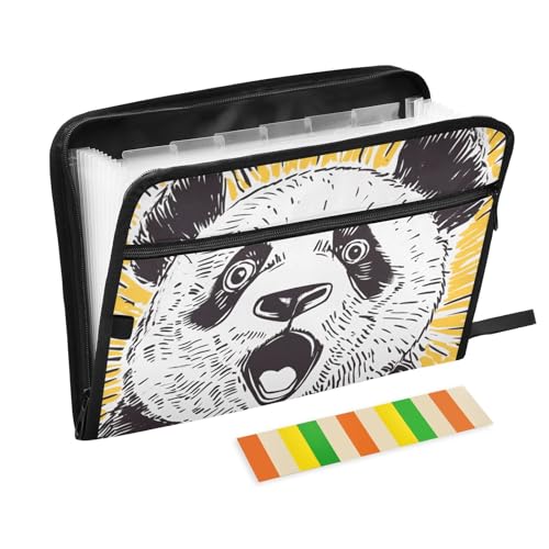 Veranstalter Archivordner 13 Taschen A4 Briefgröße mit Reißverschluss für Papierkram Cartoon niedlich schwarz Panda para Guardar documentos von siphylline