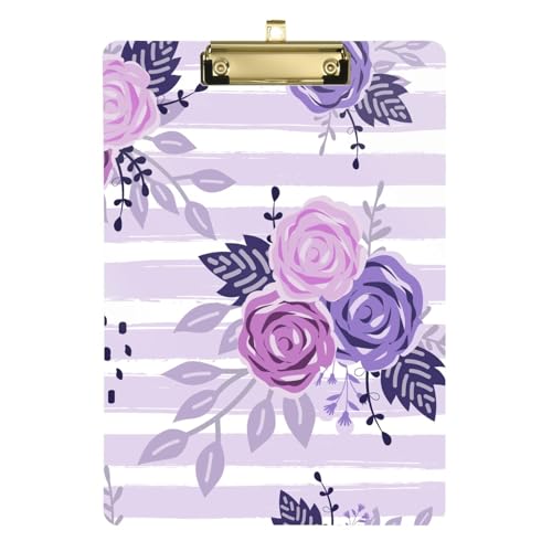 Violette Blumensträuße Klemmbrett mit Organizer-Standardloch für Fußball-Softball-Trainer, Größe 22,9 x 30,5 cm von siphylline