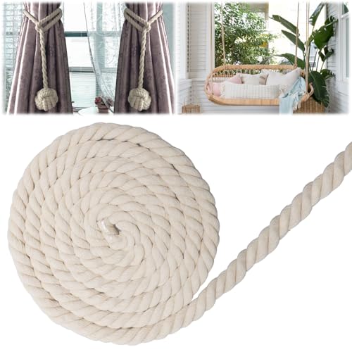 Baumwollkordel 20MM x 4M Makramee-Garnseil, Makramee Garn Dick, Dicke Kordel zum Basteln, Beige Dickes Seil 20mm Flechtkordel Baumwollseil für DIY-Bastelarbeiten Geschenke von sitarcmin