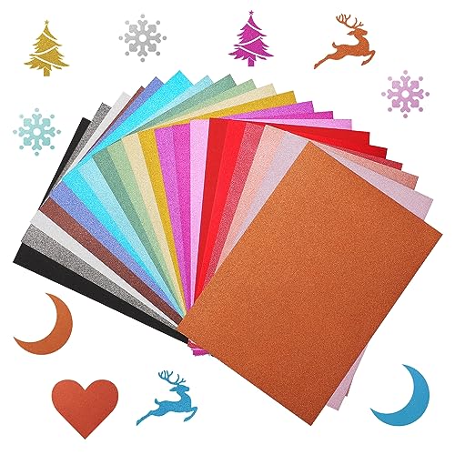 Glitzerpapier zum Basteln 50 Bögen, sitarcmin 250G/M² Glitzerpapier A4 Bastelpapier Glitzer Glanzpapier zum Basteln, Mehrfarbige Glitterkarton zum Basteln und Gestalten von sitarcmin