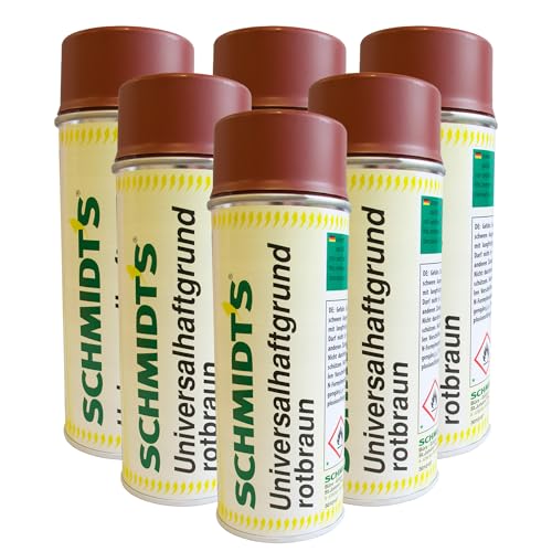 siwitec 6 x by Schmidt's Universalgrundierung Spray 400ml, rotbraun, Grundierung Metall, Sprühlack, Haftgrundierung für Holz, Keramik, Stein, uvm., Primer Spray, Grundierung Spray von siwitec