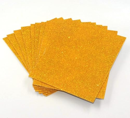 sixstore 10 Stück A5 selbstklebende Glitzer-Schaumstoffbögen – Kreatives Kunstzubehör für Kinder, saisonales Basteln und Dekorationen (Gold) von Sixstore