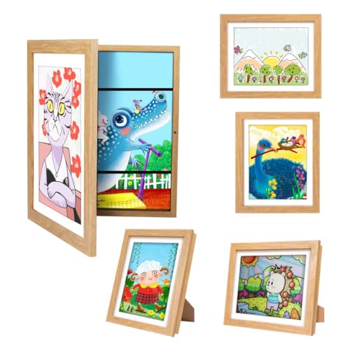 sixzerone Bilderrahmen Kinderzeichnungen, 2 Stück A4 Befüllba Kunstfotorahmen Kinder,25,4 x 32,8 cm,Frontöffnung Kunstwerke, Ideal für, Kunstprojekte, Schule, Zuhause (holz) von sixzerone