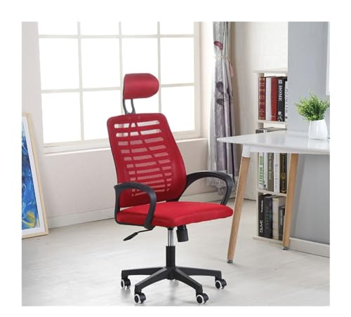 sjdoPulse Gaming-Stuhl, Home-Office-Schreibtischstühle, Drehstuhl, Ergonomischer Netzstoff-Bürocomputer-Hebedrehstuhl, Bürostuhl Mit Kopfstütze,Red,Nylon feet von sjdoPulse