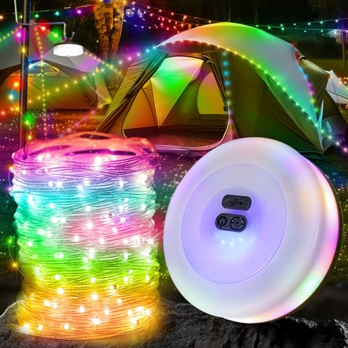 Camping Lichterkette Aufrollbar 10m, Alpenwolken Lichterkette camping licht 2-in-1, IPX4 1800mAH 30S Roll UPTragbare Led lichterkette usb, Outdoor Lichterketten für Hof Camping, 2024 NEW von skelo