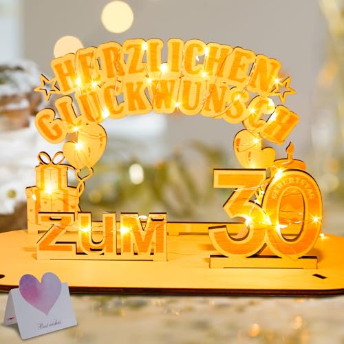 skelo 30 Geburtstag Deko Mit LED, Geldgeschenke Geburtstag, Geschenke Für 30 Geburtstag Frauen/Mann, 30 geburtstag Deko, Geschenke Zum 30 Geburtstag Frau, 30 Geburtstag Deko von skelo