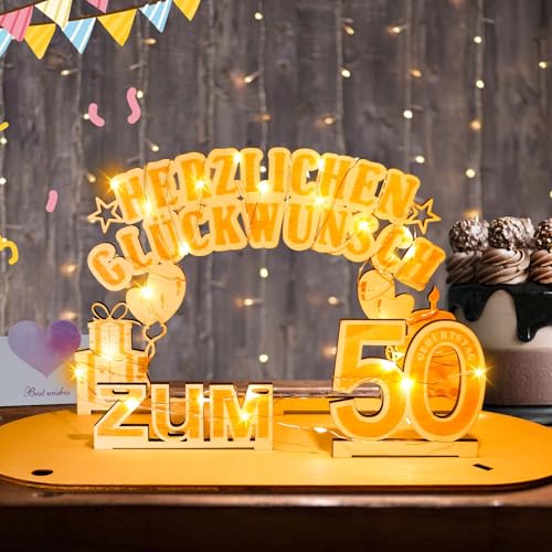 skelo 50. Geburtstag Geldgeschenke Mit LED, Geldgeschenke Geburtstag, Geschenke Für 50 Geburtstag Frau/Mann, Geschenke Für Männer Zum 50, Geschenke Zum 50 Geburtstag Frau, 50 Geburtstag Deko von skelo