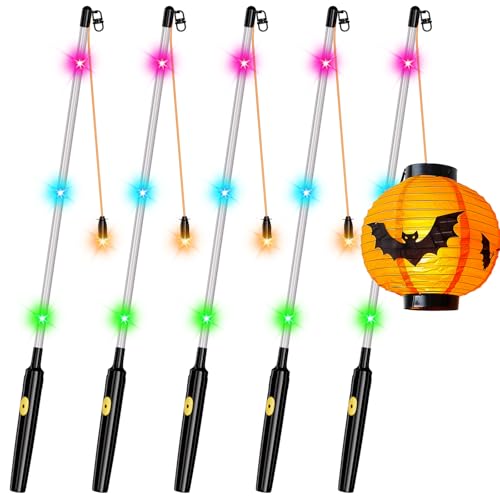 skelo Laternenstab Kinder Led 5er 40CM Laternenstab Led für St Martin Laterne Kinder Stab Laternenumzüge Halloween Zauberstäbe Party Kostümpartys Kinderpartys Kindergarten von skelo