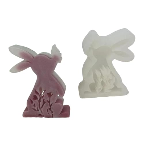 Skyrabbiter 3D Osterhasen Silikonform, einzeln or 2er Set Silikonform Kaninchen Gießform Ostern, Osterkerzen in Kaninchenform Gussform für Kerzen, Seife und Handwerk (A) von skyrabbiter