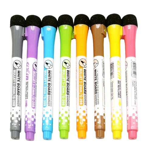 skyrabbiter 8 Farben ausradierbare Whiteboard-Marker, Magnet Whiteboard Stifte, trocken und rückstandsfrei abwischbar von Whiteboards,Whiteboardstifte mit feiner Spitze, für Whiteboard (8Pc) von skyrabbiter