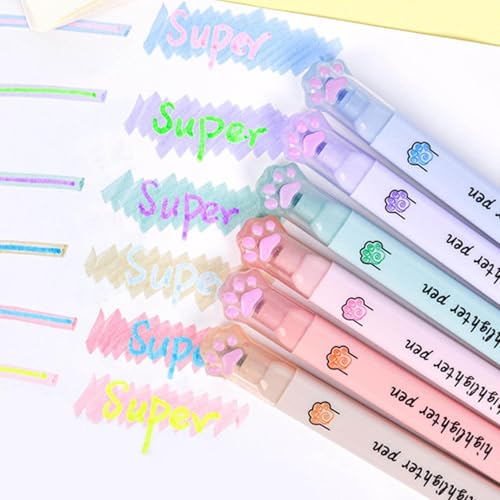 skyrabbiter Niedliche Textmarker 6Pc, mit Katzendesign, Text Marker Stifte, School supplies Aesthetic für Journaling Note Nehmen Schulbüro Stationäre (6Pc) von skyrabbiter