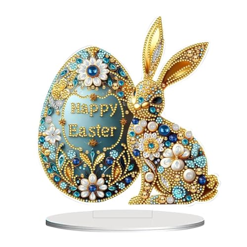 skyrabbiter Ostern Diamant Malerei Deko, Diamond Painting Ostern, DIY Ostern Tischdekor, Diamant-Malerei Hase mit Standfuß, 5D DIY Ostern Diamond Painting Set, DIY Diamond Painting Ostern Deko (A) von skyrabbiter