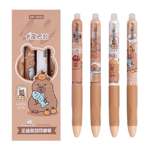 skyrabbiter Radierbarer Kugelschreiber Radierbar 4 Stück, mit niedlichen Tiermotiven, 0.5mm Erasable Pen Kugelschreiber Radierbar, Studenten Geschenk Schule Bürobedarf Schulsachen (A, Blau) von skyrabbiter