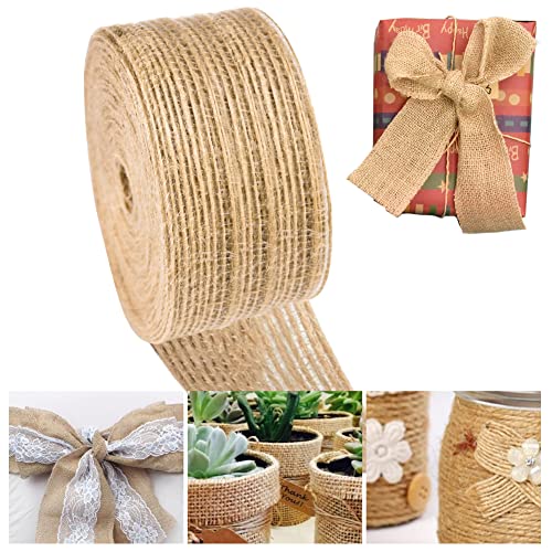 skytowards 1 Rollen Juteband 10m×5cm Sackleinen Band Schleifenband Jutestoff Rolle Juteband Jute Dekoband Ribbon Rupfenband Vintage Geschenkband Leinenband Hessische Band Burlap Natürliche für DIY von skytowards