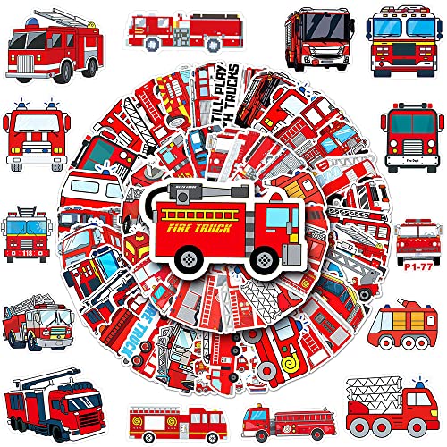 skytowards 150 Stück Feuerwehr Aufkleber Feuerwehrauto Sticker Fire Truck Deko Feuerwehr Sticker Feuerwehraufkleber für Auto Laptop Koffer Skateboard Fahrrad Motorrad Party Wand Deko von skytowards