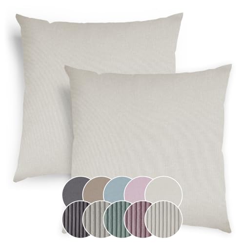 sleepling 2er Set 40 x 40 cm, Sofakissen mit Füllung und Bezug, Zierkissen aus robustem Polsterstoff, Dekokissen, Kopfkissen, Kissen für Couch, beige von sleepling