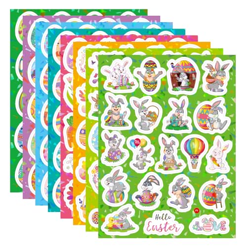 Osteraufkleber 160 Stück, 8 Bögen Ostern Aufkleber Sticker Ostereier, Hasen-Aufkleber DIY Basteln Deko für Kinder Vinyl Scrapbook Zubehör für Ostern Geschenk Auszeichnung Skateboard von slothbyte