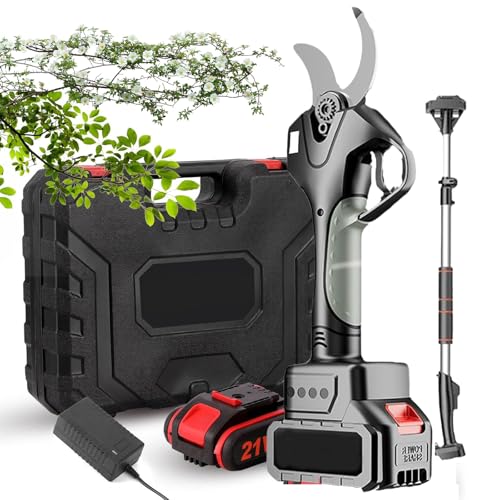 smafoseedding Professionelle Gartenschere, Kabellose Elektrische Gartenschere 2 Zoll, Bürstenloser 21-V-Motor/Kabelloses Design – LCD-Bildschirm, Elektrische Gartenschere, Mit Verlängerungsstange von smafoseedding