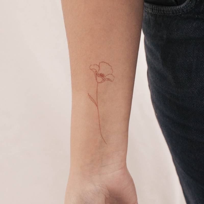 Temporäres Tattoo Mit Feiner Roter Mohnblume Von Jakenowicz | 3Er-Set von smalltattoos