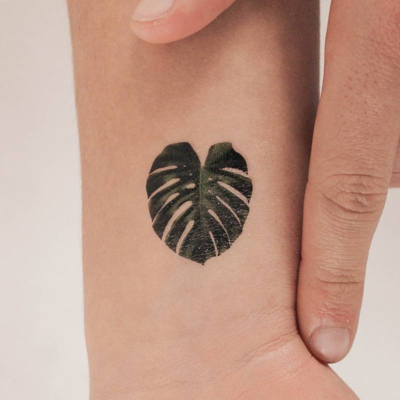 Monstera Deliciosa Blatt Temporäres Tattoo | 3Er Set von smalltattoos