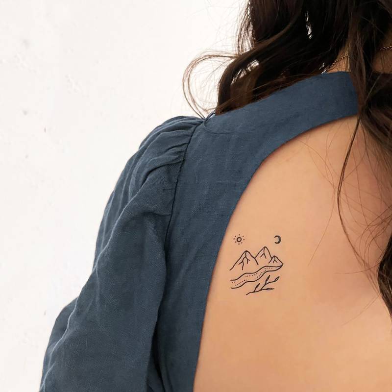 Mountain River Temporary Tattoo | 3Er Set von smalltattoos