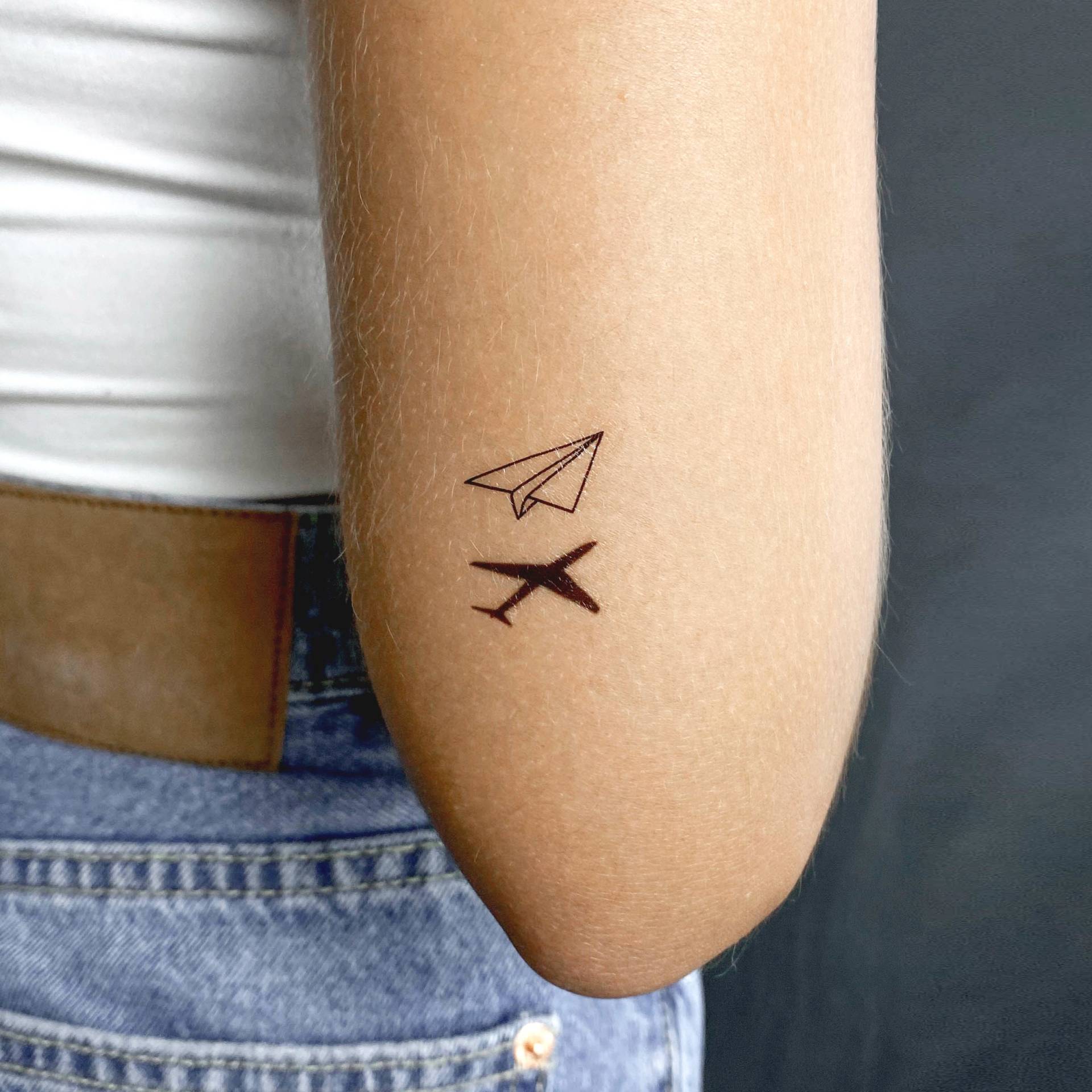 Papier Flugzeug Und Schatten Temporäres Tattoo | 3Er Set von smalltattoos