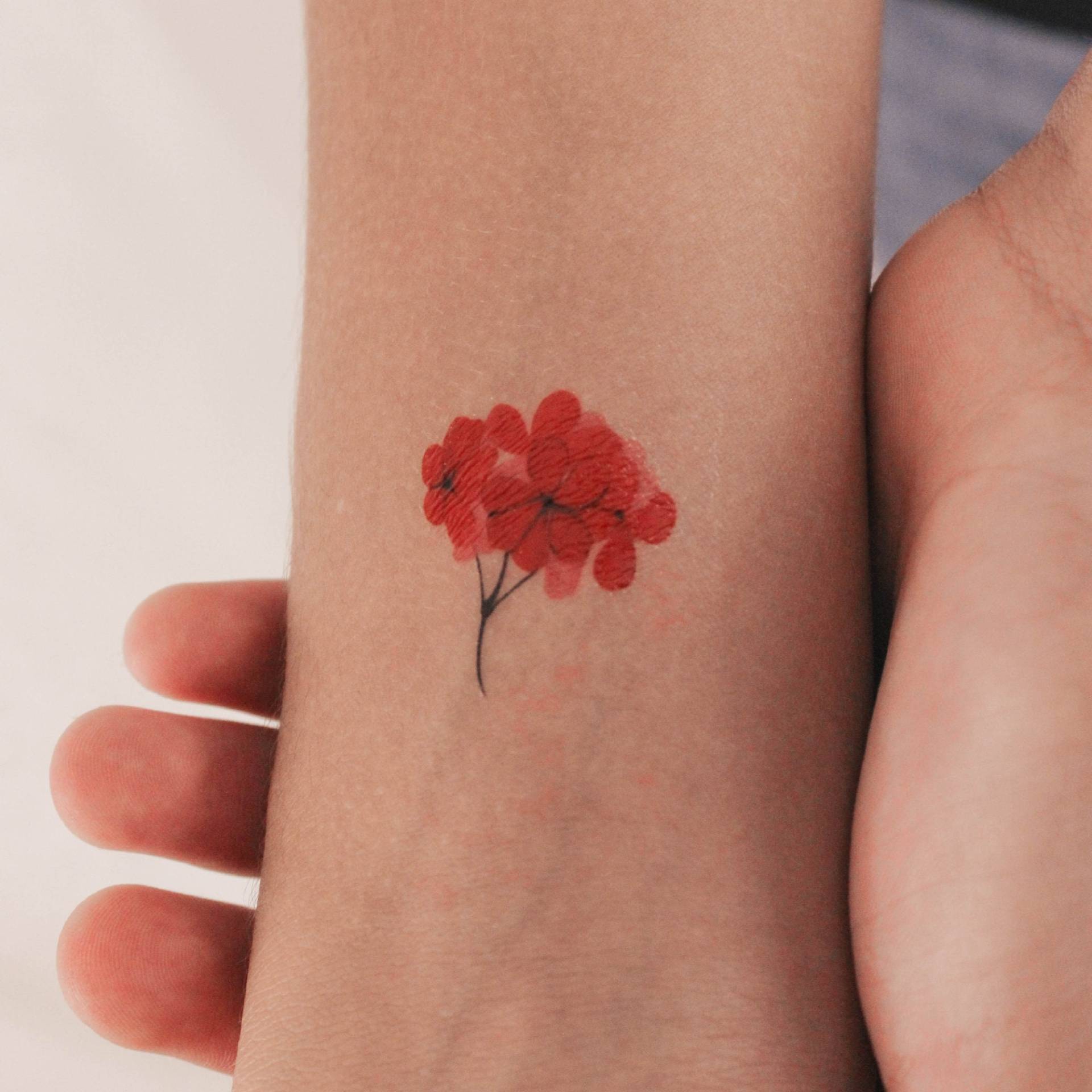 Rote Hortensie Temporäres Tattoo Von Zihee | 3Er Set von smalltattoos