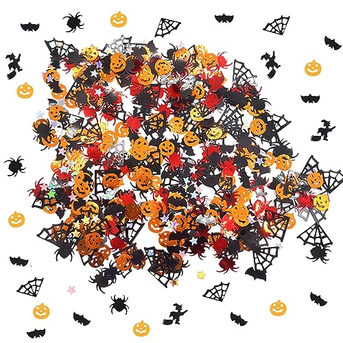 smartelf 800 Stück Halloween Konfetti Tischdeko, Halloween Confetti, Streudeko Halloween Party Tisch Deko, Horror Halloween Dekoration,Happy Halloween Tischdeko Schwarz, Kürbis Confetti von smartelf