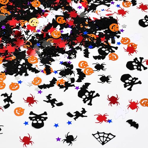 smartelf 800 Stück Halloween Konfetti Tischdeko, Halloween Confetti, Streudeko Halloween Party Tisch Deko, Horror Halloween Dekoration (C) von smartelf