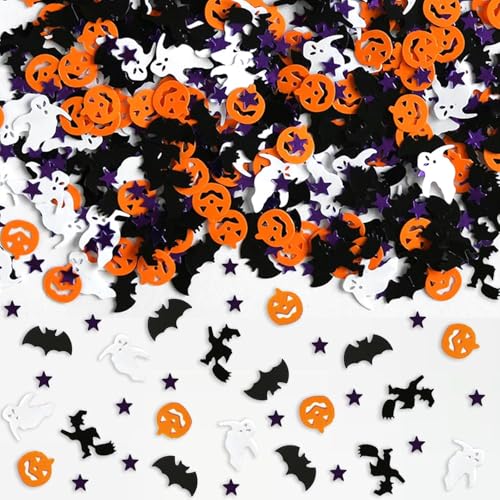 smartelf 800 Stück Halloween Party Confetti, Halloween Konfetti Tischdeko, Halloween Confetti, Streudeko Halloween Party Tisch Deko, Horror Halloween Dekoration,Happy Halloween Tischdeko Schwarz von smartelf