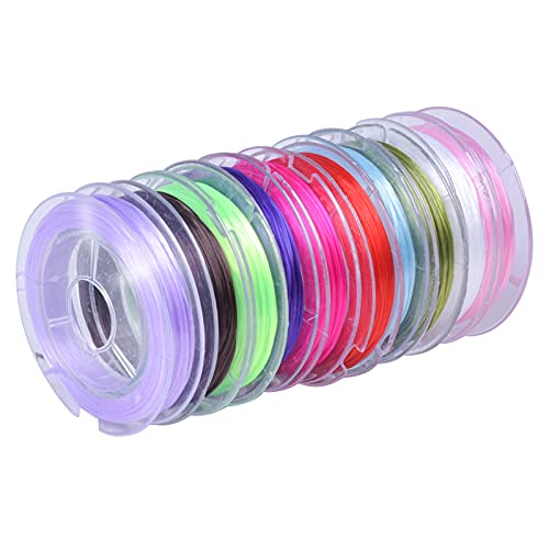 10 Farbe Kristall Elastische Schnur Perlenfäden Stretchy Schmuckfaden Armband Faden Perlenkordeln Bunte Schmuckherstellung Schnur Nylonschnur für Einfädeln DIY Handwerk Halskette, 10m x 0,8mm/Rolle von smatime