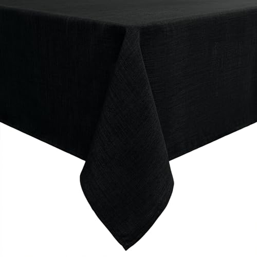 smiry Leinenoptik Tischdecke Abwaschbar Lotuseffekt Eckig 100 x 140 cm Tischtuch Leinendecke Wasserabweisend Tafeldecke Tischwäsche Fleckschutz, Schwarz von smiry