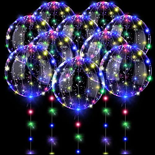 Leuchtende Luftballons 10 Stück LED Helium Ballons 24 Zoll Bobo Luftballons goldenes Konfetti mit Lichterketten und 10 Stück rosa Helium Luftballons für Geburtstag Hochzeit Valentinstag Party Dekor von smtfcty