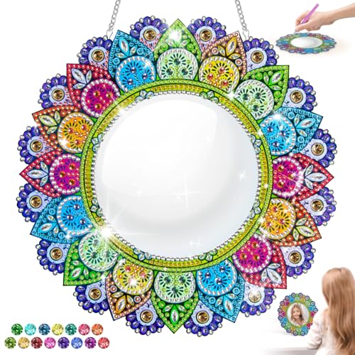 snookids Diamond Painting Spiegel Kinder, DIY Mandalas Spiegel Bastelset Mädchen Spielzeug, Schminkspiegel Mirror Geschenk für Mädchen 6 7 8 9 10 11 12 Jahre von snookids