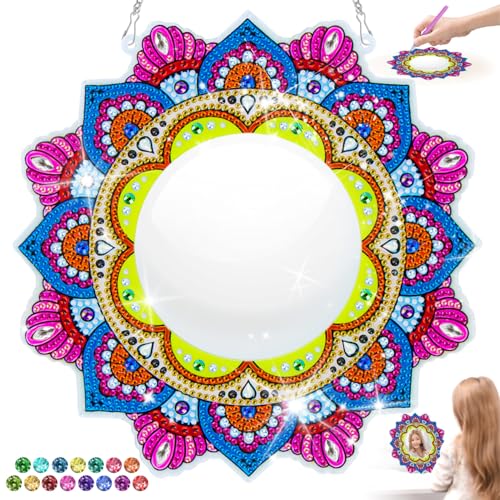 snookids Diamond Painting Spiegel Kinder, DIY Mandalas Spiegel Bastelset Mädchen Spielzeug, Schminkspiegel Mirror Geschenk für Mädchen 6 7 8 9 10 11 12 Jahre von snookids