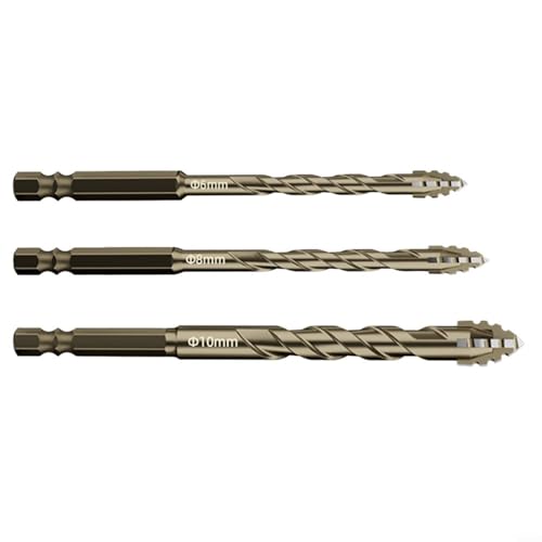 Steinbohrer, 6 mm, 8 mm, 10 mm, Wolframkarbid-Bohrer-Set, vierschneidig, Exzenterbohrer, Stanzen, Dreiecksbohrer von snowchecking