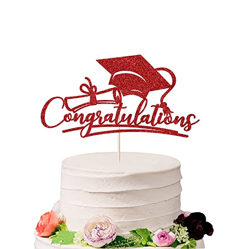 Sodasos Congratulations 2022 Graduation Cake Topper, Congrats Grade Cake Decor - 2022 High School / College/Senior Graduation Party Dekorationen Supplies (Rot) von sodasos