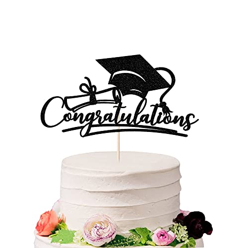 Sodasos Congratulations 2022 Graduation Cake Topper, Congrats Grade Cake Decor - 2022 High School / College/Senior Graduation Party Dekorationen Supplies (Schwarz) von sodasos