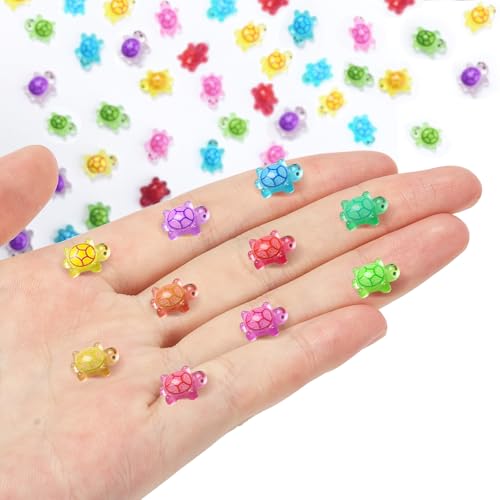 150PCS Harz Meeresschildkröte Nagel Charms 7 Farben gemischt niedlich Mini Schildkröte 3D Tier Charms Glow in the Dark Sommer Ozean Schildkröte Charms Strass für Geschenk DIY Handwerk Nagel Dekoration von soitzhoc