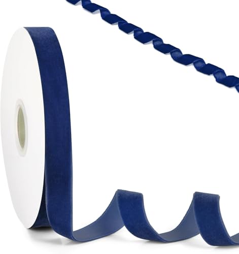 Samtband Navy blue,10 Yards, Weiches Luxuriöses Samtband Geschenkband für DIY-Bastelarbeiten, Geschenkverpackungen, Christbaumschmuck, Hochzeitssträuße, Babyparty-Dekorationen,(Navy blue, 5/8inch) von soitzhoc