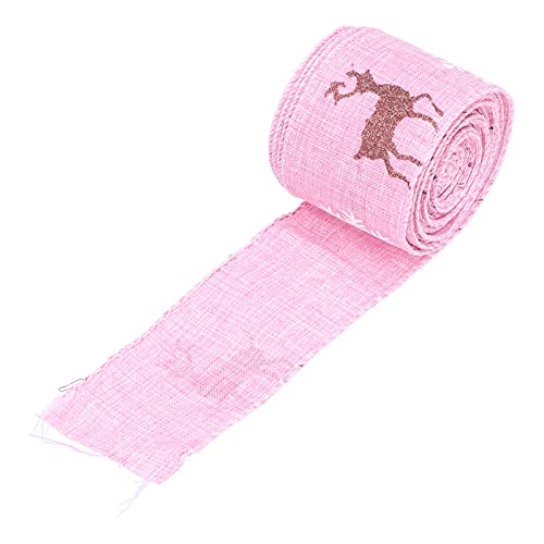 5 m Weihnachtsband, Weihnachtsbaum- und Hirschmuster, Dekorationsband, Weihnachtszubehör für Baumdekoration, Weihnachtsband für Baum (Pink) von sojupcal