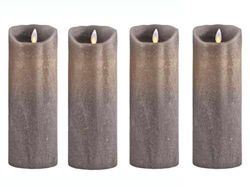 sompex 4er Set Flame LED Echtwachskerze Sand metallic 8x23cm von sompex