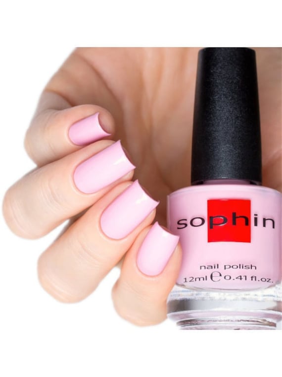 Baby Rosa Nagellack. Sophin 0342. Pastell Maniküre. Farbe Rosa. Cremeweißer Lack. Naturkosmetik von sophincosmetics